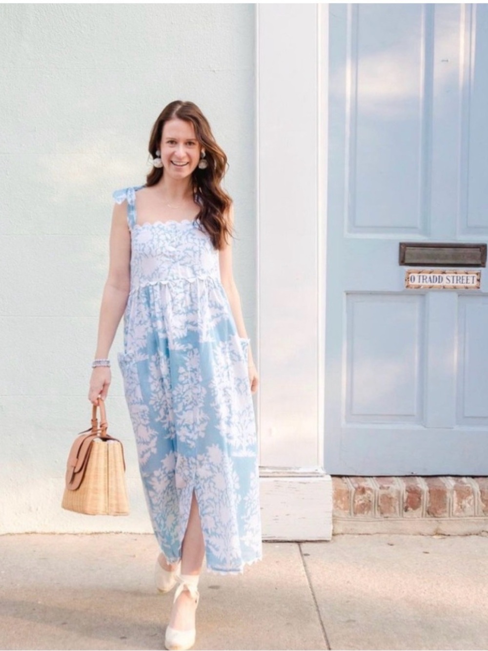 Juliet Dunn light blue tie maxi dress Sz 1 (4/6) Palladio Blue Tuckernuck